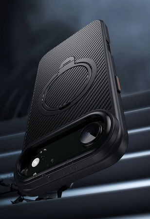 Etui D-Pro Stealth Carbon MagSafe Stand Case obudowa magnetyczna karbonowa magnes stojak podstawka do Apple iPhone 17 Air (Czarny)