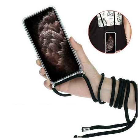 Etui D-Pro Crossbody TPU na sznurku z paskiem na ramię do Samsung Galaxy S21 FE (Czarny)