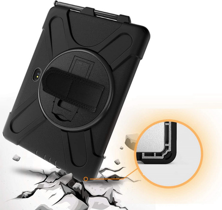 Zestaw D-Pro 360 Armor Strap Case etui pancerne z uchwytem na rękę i paskiem na ramię do Samsung Galaxy Tab Active Pro 10.1 (T540/T545/T547) / Tab Active4 Pro (T630/T636/T638)  + szkło ochronne