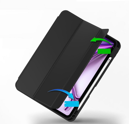 Etui D-Pro Smart Cover Case pokrowiec obudowa z klapką z uchwytem na rysiki  iPad Pro 13 M4 7 Gen. 2024 (Czarny)