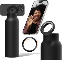 Butelka termiczna z magnetycznym uchwytem MagSafe iPhone bidon ze stali nierdzewnej termos sportowy na wodę napoje ciepłe i zimne 0,95l 950ml (Czarny)