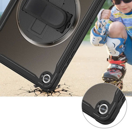 D-Pro 360 Shock V2 Strap Case etui pancerne z uchwytem na rękę i paskiem na ramię do Samsung Tab A9 8.7” (X110/X115) (Czarny)