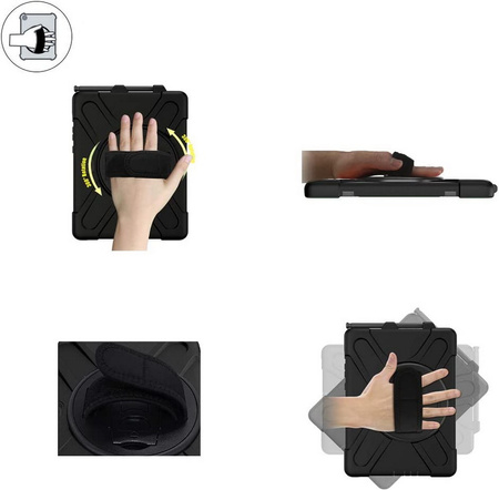 Zestaw D-Pro 360 Armor Strap Case etui pancerne z uchwytem na rękę i paskiem na ramię do Samsung Galaxy Tab Active Pro 10.1 (T540/T545/T547) / Active 4 Pro (T630/T636/T638) + szkło ochronne