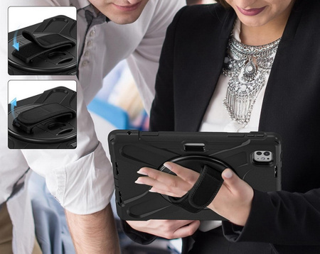 D-Pro 360 Armor Strap Case etui pancerne z uchwytem na rękę i paskiem na ramię do Apple iPad Pro 13" 7 Gen. M4 (2024) / 8 Gen. M5 (2025)