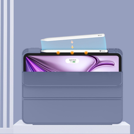 Etui D-Pro Smart Cover Case pokrowiec obudowa z klapką z uchwytem na rysik do Apple iPad Pro 13" 7 Gen. M4 (2024) / 8 Gen. M5 (2025) (Fioletowy)