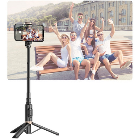 Selfie stick kijek do zdjęć tripod statyw pilot Bluetooth 73cm (Biały + złoty)