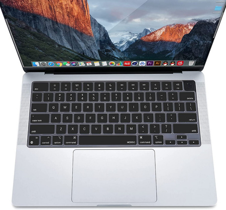 Osłona silikonowa nakładka na klawiaturę do MacBook Pro 14/Pro 16 M1/M2/M3/M4 / Air 13/Air 15 M2/M3/M4 (EU) (Czarny)