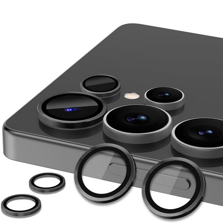 5x Szkło na aparat kamerę szybka ochronna z metalowym ringiem z aplikatorem do Samsung Galaxy S25 Ultra (SM-S938) (Czarny)