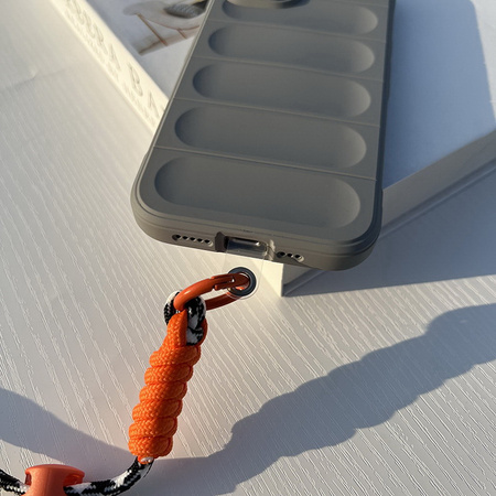 Etui D-Pro 3D Silicone Case Wrist Rope ze smyczą na nadgarstek - iPhone 15 (Biały)
