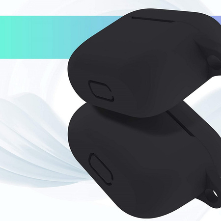 Etui D-Pro Silicone Case silikonowa obudowa z metalowym karabińczykiem do Apple AirPods 3 (2021) (Czarny)