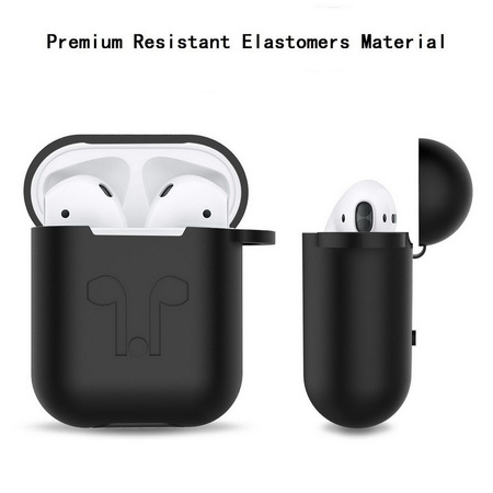 Etui D-Pro Silicone Case silikonowa obudowa z metalowym karabińczykiem do Apple Airpods 1/2 (Black)