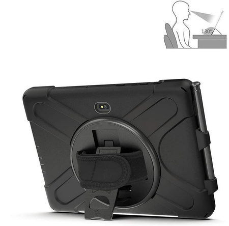 Zestaw D-Pro 360 Armor Strap Case etui pancerne z uchwytem na rękę i paskiem na ramię do Samsung Galaxy Tab Active Pro 10.1 (T540/T545/T547) / Tab Active4 Pro (T630/T636/T638)  + szkło ochronne