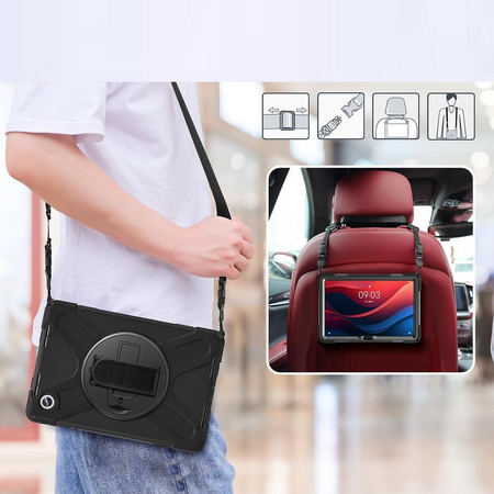 Etui D-Pro 360 Armor Strap Case obudowa pancerna z uchwytem na rękę i paskiem na ramię do Lenovo Tab M11 10.95" (TB-330FU/TB-330XU/ TB-330FC) / Lenovo Tab K11 2024 / Lenovo Xioxin Pad 2024 (Czarny)