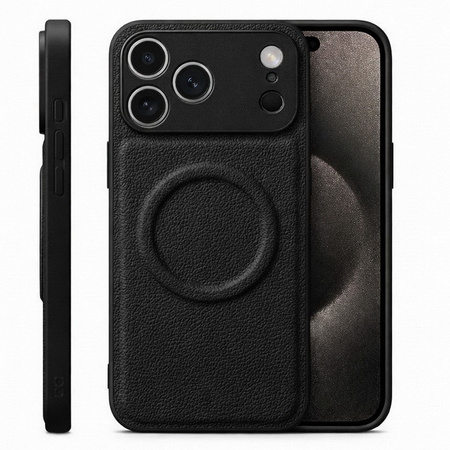 Etui D-Pro Vegan Leather MagSafe Case obudowa magnetyczna iPhone 17 Pro (Czarny)