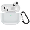 Etui D-Pro Silicone Case silikonowa obudowa z metalowym karabińczykiem do Apple AirPods 3 (2021) (Biały)