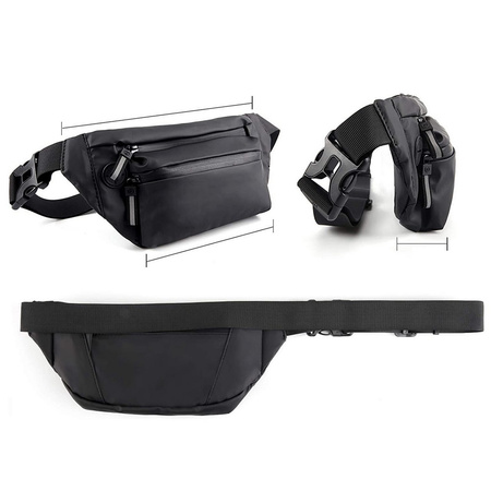 Saszetka D-Pro Crossbody Fanny Pack biodrówka nerka sportowa torebka na pas (Czarny)
