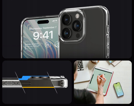 Etui Spigen Ultra Hybrid Case obudowa mocna wzmacniana iPhone 15 Pro Max (Crystal Clear)