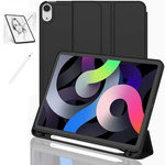 Etui D-Pro Smart Cover Case pokrowiec obudowa z klapką + folia imitująca kartkę papieru + rysik Stylus Pen Pencil 2 Gen. do iPad Pro 10 Gen. (2022) / 11 Gen. (2025) (Czarny)