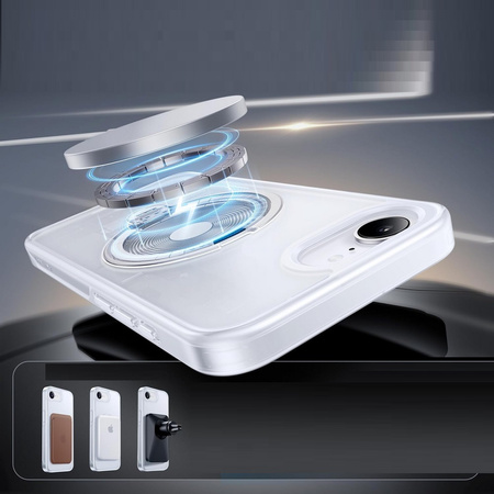 Etui D-Pro Matte MagSafe Stand Case obudowa magnetyczna matowa magnes stojak podstawka do Apple iPhone 16e (Biały)