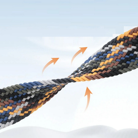 Pasek D-Pro Braid Nylon Band Parachute Buckle opaska nylonowa z metalowym zapięciem do Apple Watch 4/5/6/7/8/9/10/11/SE/Ultra 1/2/3 44/45/46/49mm (OMG Black Rainbow)