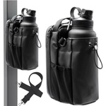 Zestaw: Butelka termiczna bidon ze stali nierdzewnej 30cm 0,95l 950ml + Torba magnetyczna (Czarny)