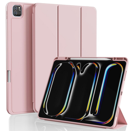 Etui D-Pro Smart Cover Case pokrowiec obudowa z klapką z uchwytem na rysik do Apple iPad Pro 11" 5 Gen. M4 (2024) / 6 Gen. M5 (2025) (Różowy)