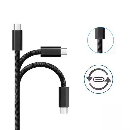 Kabel przewód USB-C do USB-C Type-C do szybkiego ładowania PD 60W nylonowy oplot do Apple iPad mini/Air/Pro iPhone 15/16/Pro/Plus/Max 200cm 2m (Box) (Czarny)