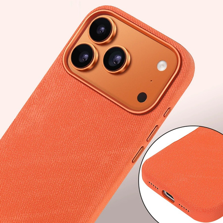 D-Pro Micro Velvet Fabric MagSafe etui materiałowe magnetyczne do Apple iPhone 17 Pro (Brązowy)