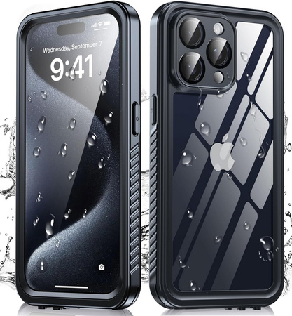 Etui D-Pro 360° Waterproof Case IP68 obudowa wodoodporna wodoszczelna pancerna do iPhone 15 Pro (Czarny)