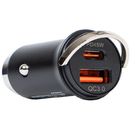 Ładowarka samochodowa NOX 45W do zapalniczki szybka mocna dwa porty USB-A + USB-C 5V 3.1A (Czarna)
