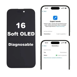 Wyświetlacz LCD Diagnosable ekran dotyk digitizer programowalny z możliwością przypisania jako oryginał do Apple iPhone 16 (Soft OLED)