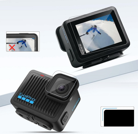 Szkło hartowane EX Pro Glass ochronne na obiektyw wyświetlacz LCD do kamer GoPro Hero 4K 2024 (2 szt.)