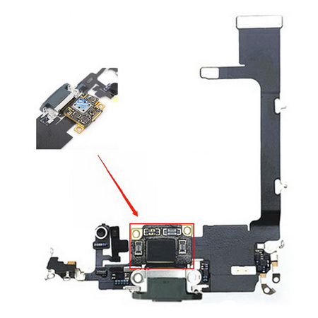Gniazdo złącze port dock ładowania mikrofon dolny taśma flex Lightning do Apple iPhone 11 Pro (OEM) (Czarny)