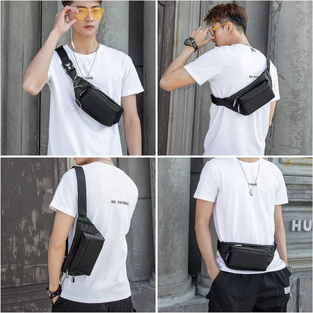 Saszetka D-Pro Crossbody Fanny Pack biodrówka nerka sportowa torebka na pas (Czarny)