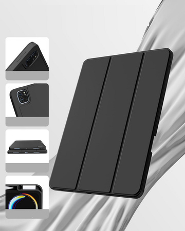 Etui D-Pro Smart Cover Case pokrowiec obudowa z klapką z uchwytem na rysik do Apple iPad Pro 11" 5 Gen. M4 (2024) / 6 Gen. M5 (2025) (Czarny)