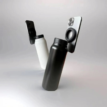 Butelka termiczna z magnetycznym uchwytem MagSafe iPhone bidon ze stali nierdzewnej termos sportowy na wodę napoje ciepłe i zimne 0,95l 950ml (Czarny)