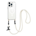 Etui D-Pro Crossbody T-Crystal Magsafe na sznurku z demontowalnym paskiem na ramię smycz na szyję do iPhone 16 Pro (Biały)