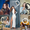 Zestaw lampa pierścieniowa LED Ring Fill + statyw tripod 130cm + mikrofon bezprzewodowy USB-C + Lightning + selfiestick z lampą LED 