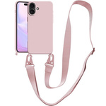 Etui D-Pro Crossbody XL obudowa pasek smycz zawieszka na ramię szyję iPhone 16e (Różowy)