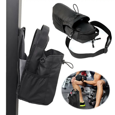 Zestaw: Butelka termiczna bidon ze stali nierdzewnej 30cm 0,95l 950ml + Torba magnetyczna (Czarny)