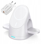 Ładowarka indukcyjna bezprzewodowa do MagSafe iPhone Apple Watch AirPods (Biała)
