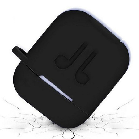 Etui D-Pro Silicone Case silikonowa obudowa z metalowym karabińczykiem do Apple Airpods 1/2 (Black)