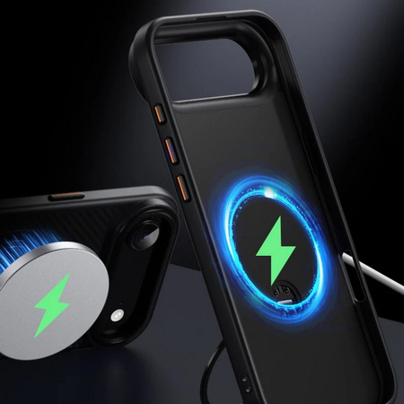 Etui D-Pro Stealth Carbon MagSafe Stand Case obudowa magnetyczna karbonowa magnes stojak podstawka do Apple iPhone 17 Air (Czarny)