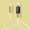 Kabel przewód USB-C do USB-C Type-C z wyświetlaczem LED do szybkiego ładowania PD 100W nylonowy oplot 200cm 2m (Czarny)
