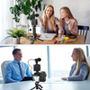 Zestaw Vlog Podcast YouTube do telefonu kamery aparatu lampa LED mikrofon uchwyt statyw pilot (Czarny) + adapter USB-C