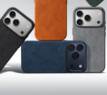 Etui D-Pro Alcantara® oryginalna włoska tkanina zamszowa obudowa z magnesem MagSafe do Apple iPhone 17 Pro Max (Dark Gray/ Ciemny Szary)