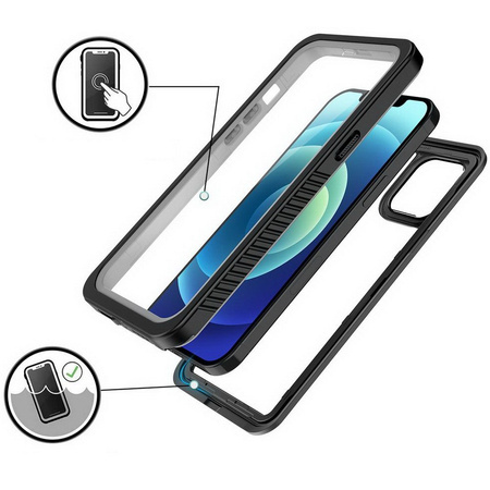 Etui D-Pro 360° Waterproof Case IP68 obudowa wodoodporna wodoszczelna pancerna do iPhone 12 (Czarny)