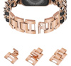 BransoletaGlow CNL Stainless Steel Leather Band  ozdobny pasek do Apple  Watch 38/40/41/42mm 1/2/3/4/5/6/7/8/9/10/SE (Rose Gold / Różowe złoto/ Czarny)