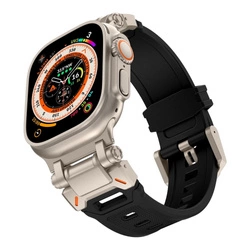 Pasek DuoMat Steel + Rubber Band do Apple Watch 4/5/6/7/8/9/10/11/SE/Ultra 1/2/3 44/45/46/49mm (Czarny/tytanowy)