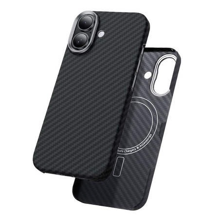 Etui D-Pro Carbon Kevlar® Air Slim Case 1500D MagSafe magnetyczna mocna cienka obudowa do Apple iPhone 17 (Czarny)